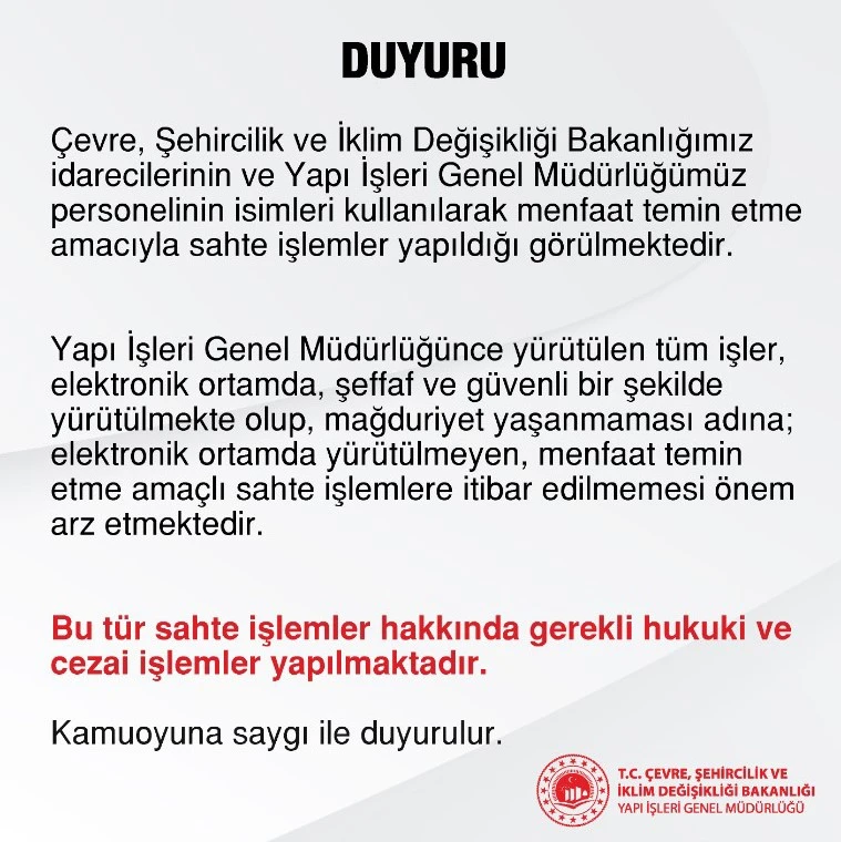 Bakanlıktan Dolandırıcılığa Uyarı