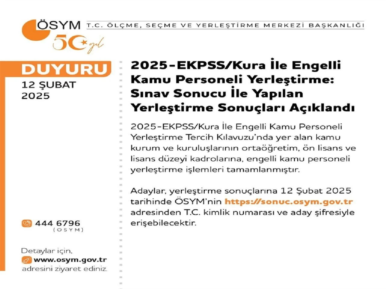 EKPSS Yerleştirme Sonuçları Açıklandı