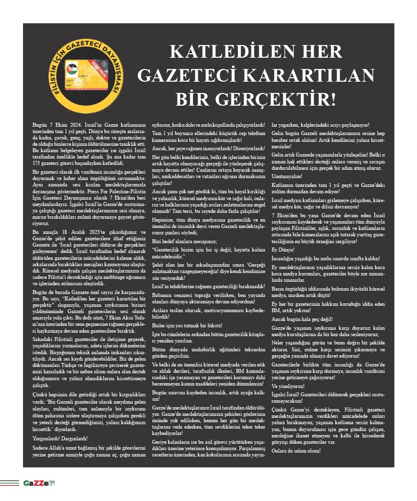 Gazetecilerden Gazze’ye Destek!