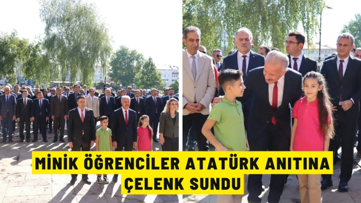 Minik Öğrenciler Atatürk Anıtına Çelenk Sundu