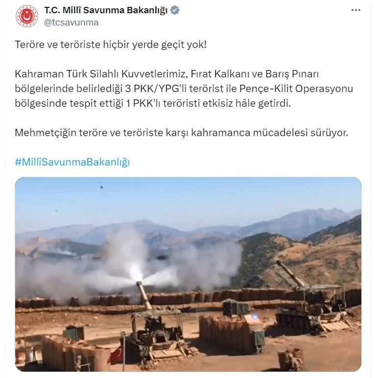 MSB açıkladı: 4 terörist etkisiz halde