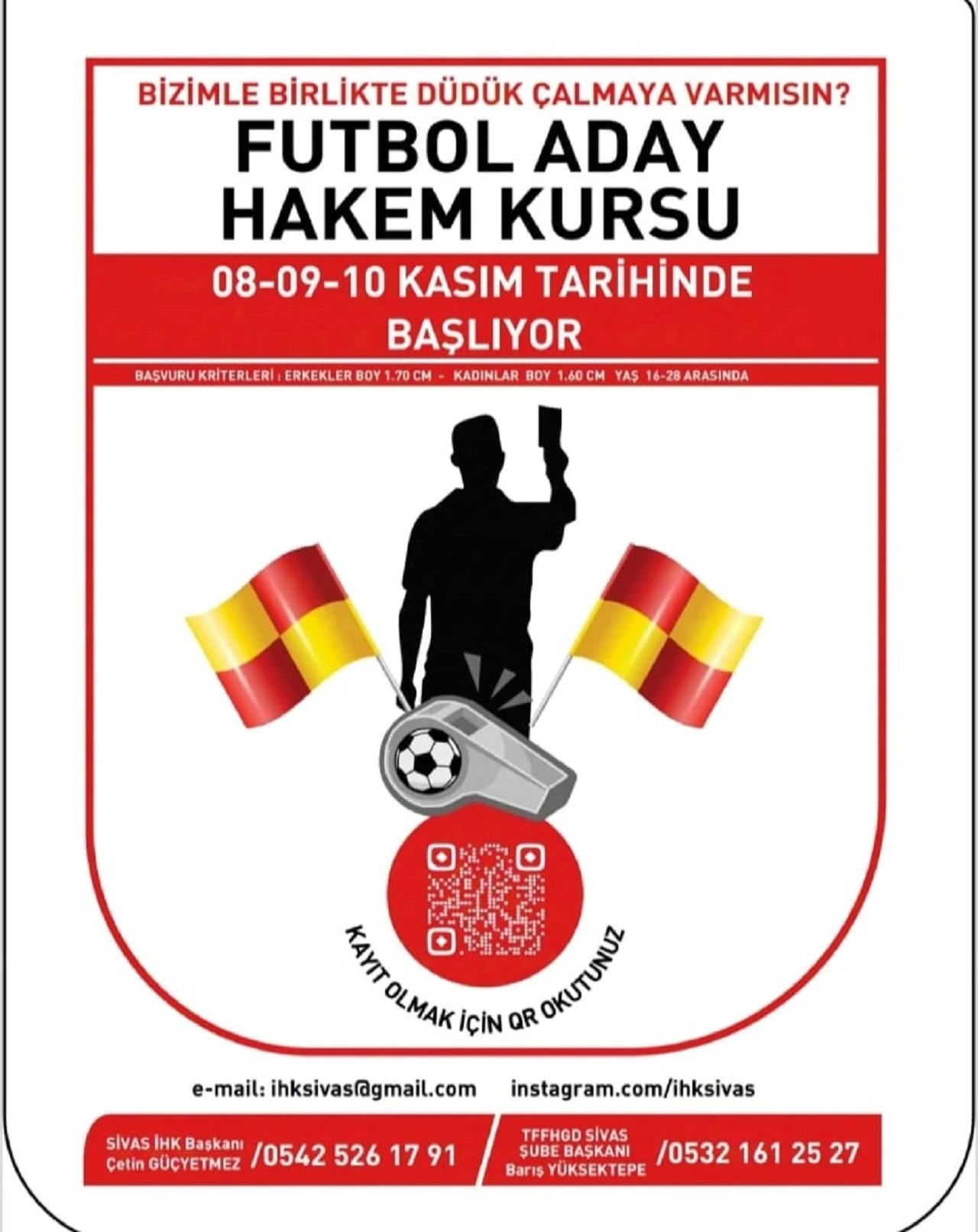 Sivas’ta Futbol Aday Hakem Kursu Başlıyor