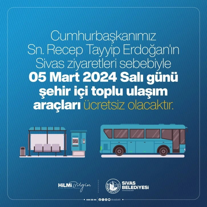 Sivas'ta Halk Otobüsleri Yarın Ücretsiz