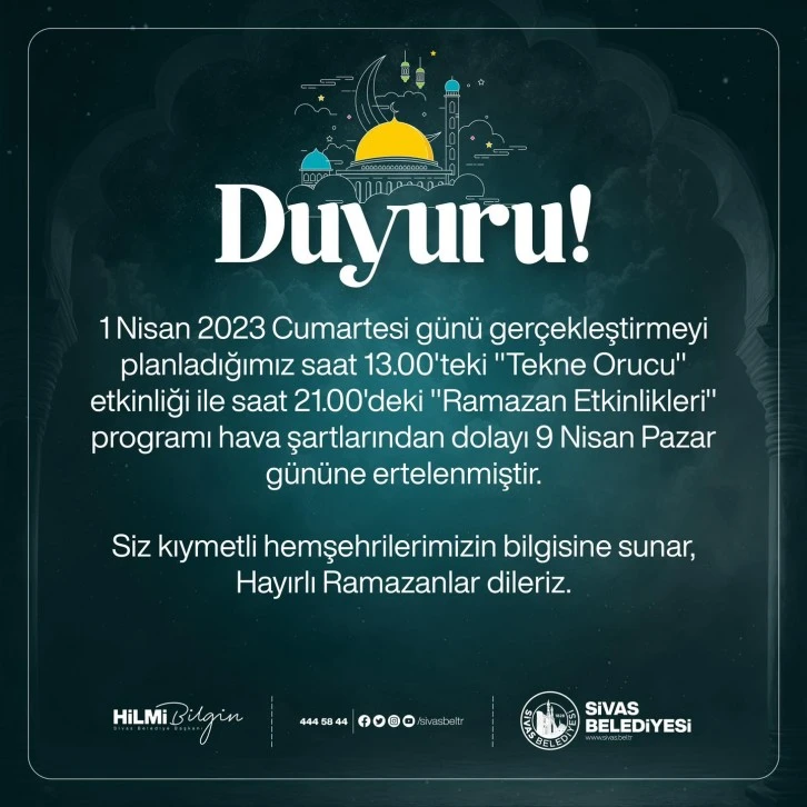 Tekne Orucu Etkinliği Ertelendi 