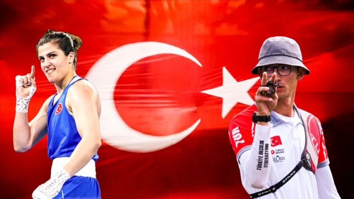 Türk Bayrağı Busenaz Sürmeneli ve Mete Gazoz'a Emanet