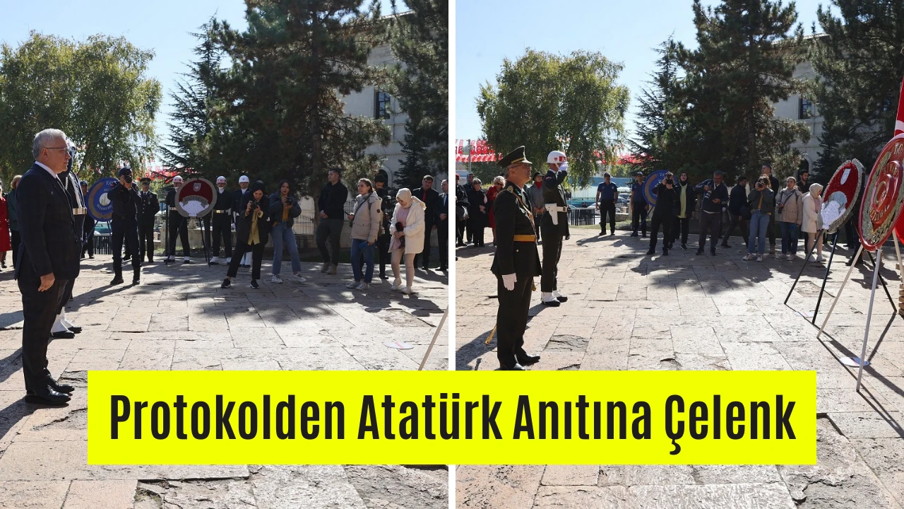 Protokolden Atatürk Anıtına Çelenk