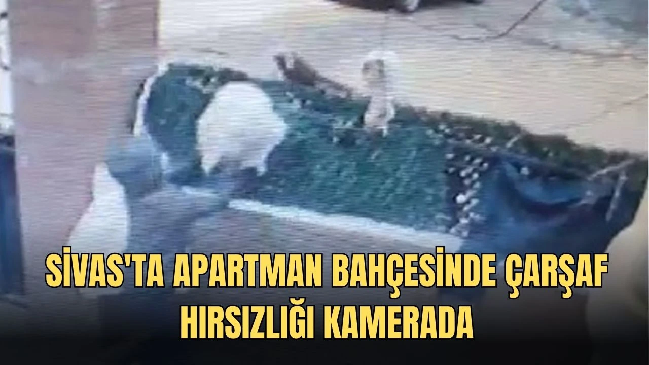 Sivas'ta Apartman Bahçesinde Çarşaf Hırsızlığı Kamerada