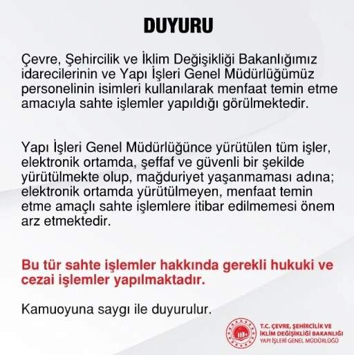 Bakanlıktan Dolandırıcılığa Uyarı