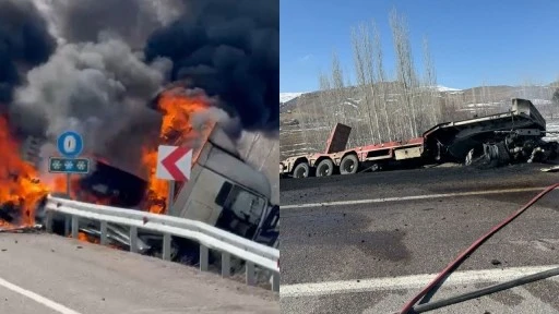 Sivas'ta Freni Patlayan TIR Alev Aldı: 3 yaralı