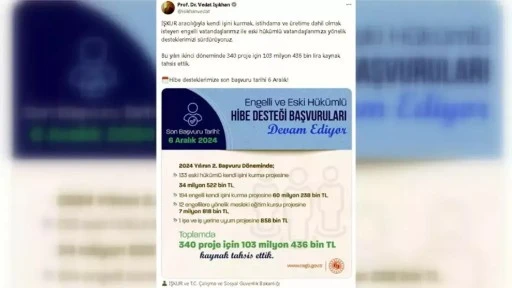 İŞKUR'dan engelli ve eski hükümlülere 103 milyon lira destek