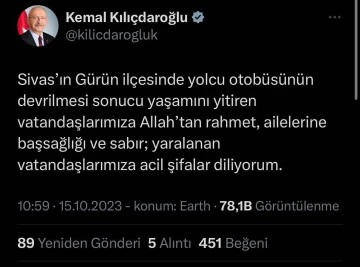 Kılıçdaroğlu'ndan Sivas'taki Kazayla İlgili Açıklama