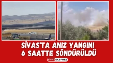 Sivas'ta Anız Yangını 6 Saatte Söndürüldü