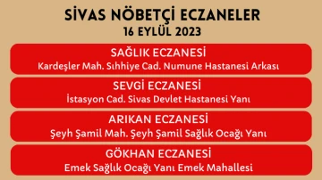 Sivas'ta Bugün Hangi Eczaneler Nöbetçi?