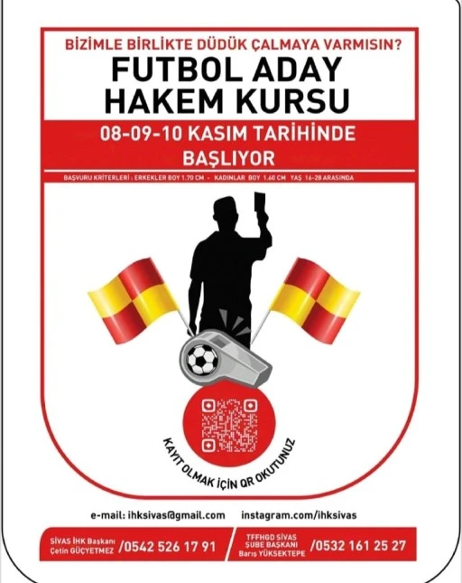 Sivas’ta Futbol Aday Hakem Kursu Başlıyor