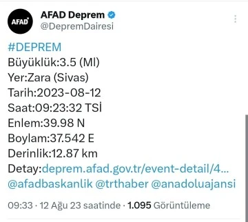 Zara'da Korkutan Deprem 