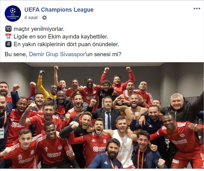 SİVAS´A UEFA ÖVGÜSÜ