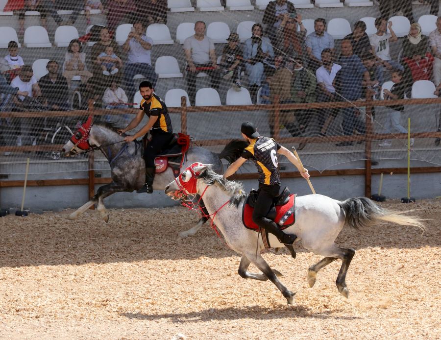 Sivas'ta geleneksel atlı okçuluk ve cirit gösterisi yapıldı -videolu-