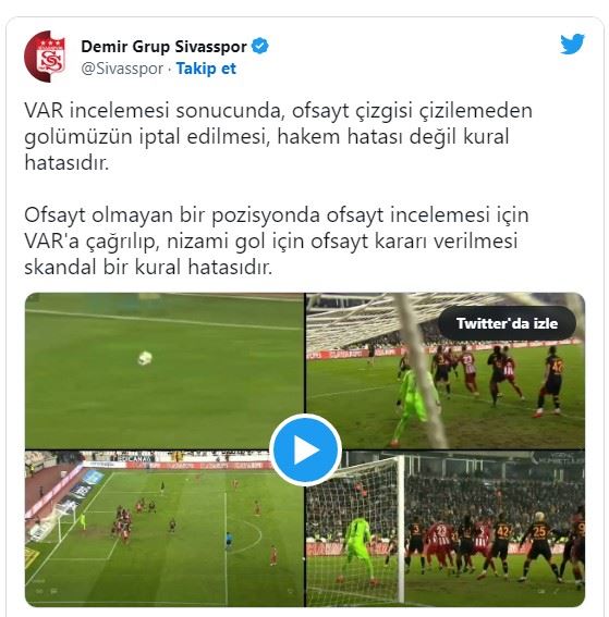 Sivasspor’dan, TFF'ye itiraz